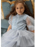 Long Sleeve Lace Tulle Flower Girl Dress